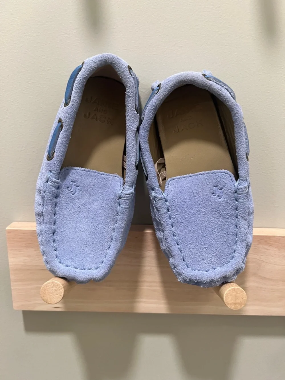 Janie and Jack Light Blue Suede Moccasin Kids Shoes